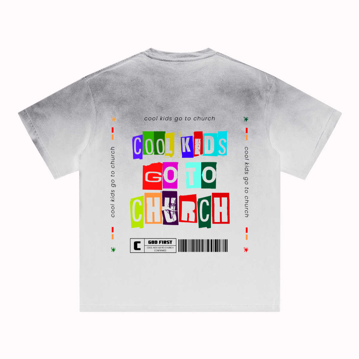 Cool Kids go to Church Unisex Heavyweight Washed Gradient T-Shirt (270GSM)