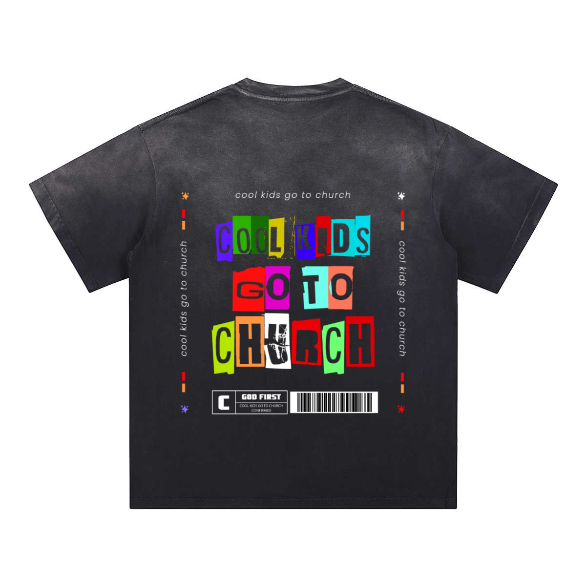 Cool Kids go to Church Unisex Heavyweight Washed Gradient T-Shirt (270GSM)
