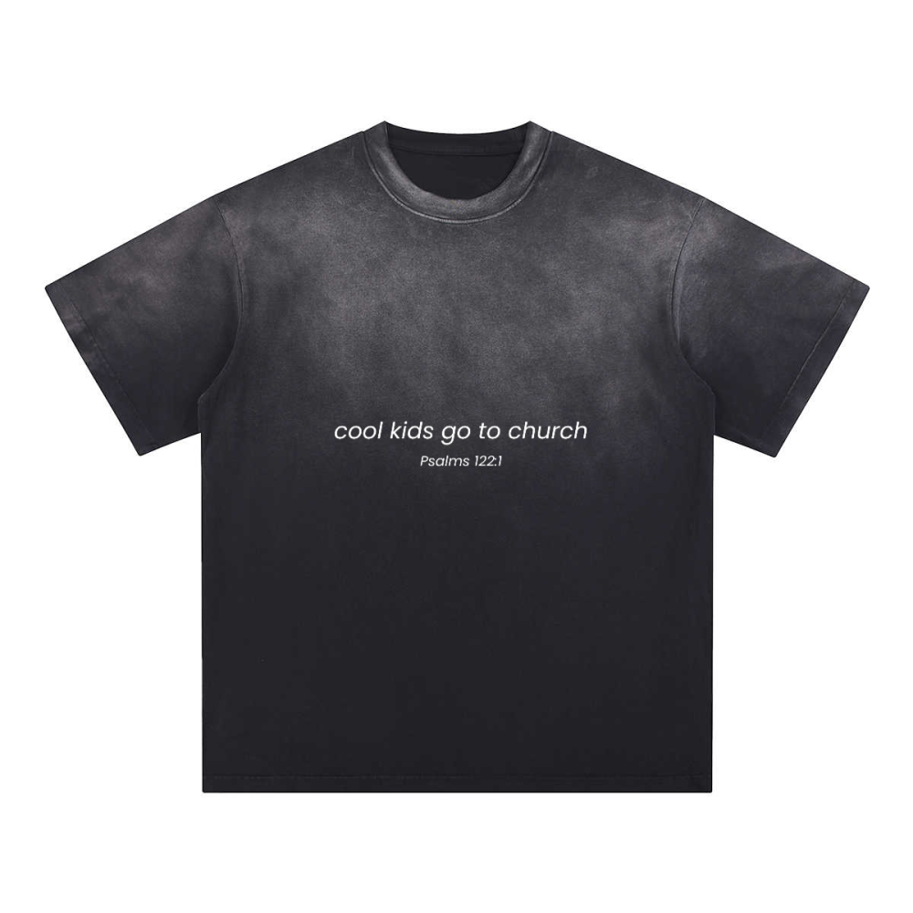 Cool Kids go to Church Unisex Heavyweight Washed Gradient T-Shirt (270GSM)