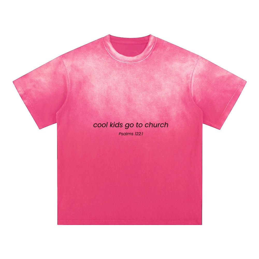 Cool Kids go to Church Unisex Heavyweight Washed Gradient T-Shirt (270GSM)