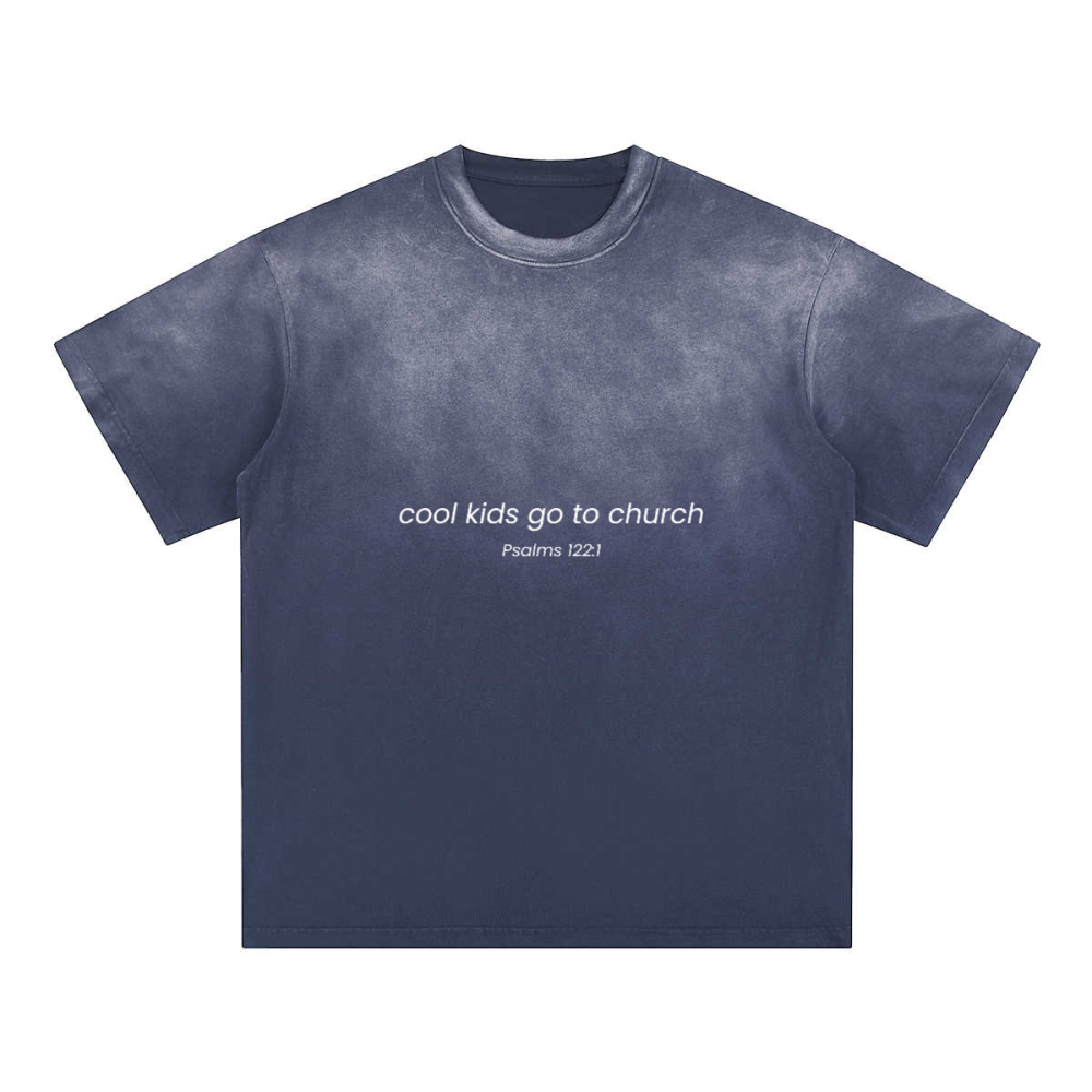 Cool Kids go to Church Unisex Heavyweight Washed Gradient T-Shirt (270GSM)