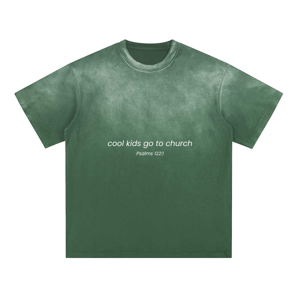 Cool Kids go to Church Unisex Heavyweight Washed Gradient T-Shirt (270GSM)