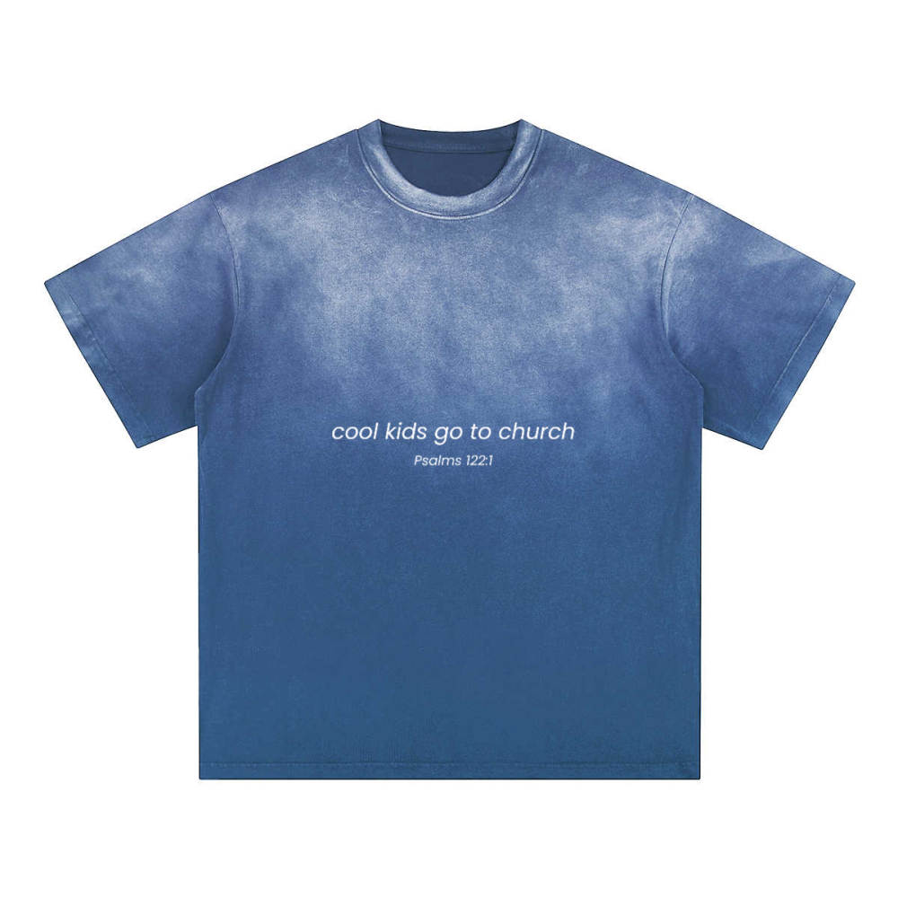 Cool Kids go to Church Unisex Heavyweight Washed Gradient T-Shirt (270GSM)